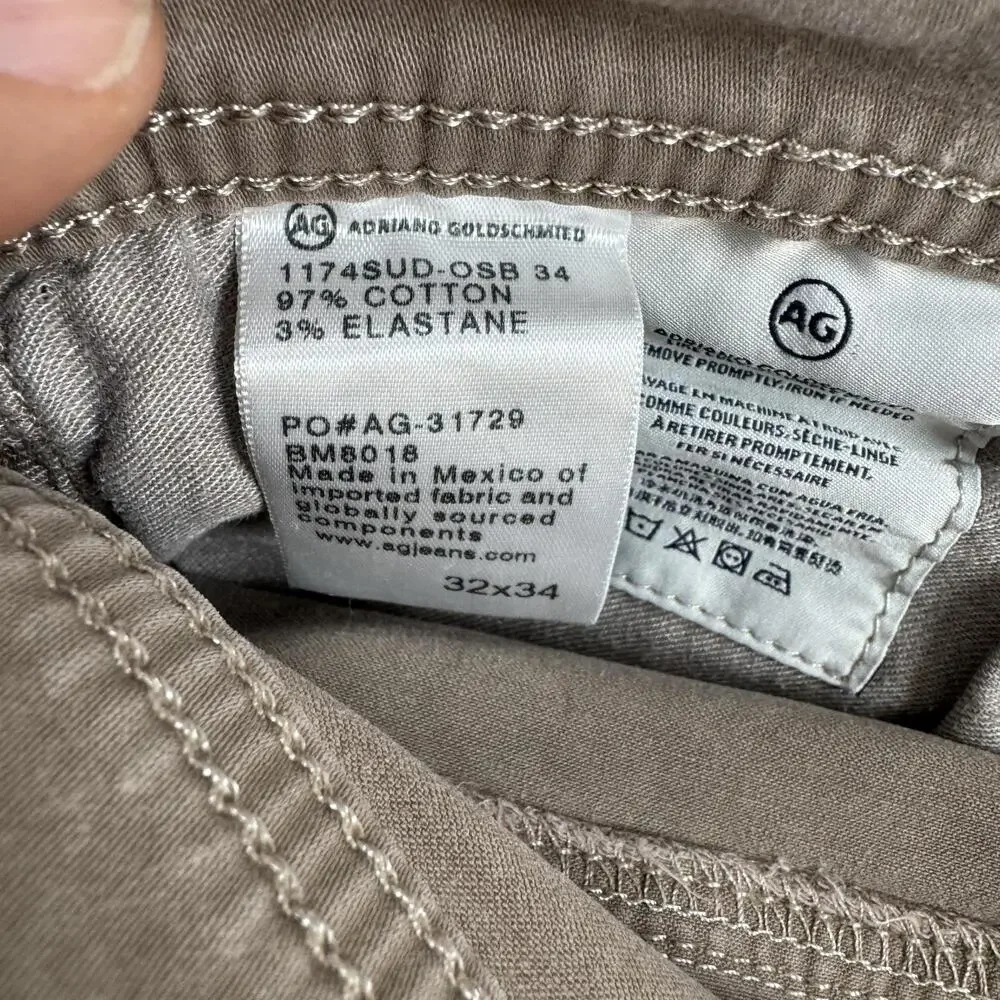AG Adriano Goldschmied Jeans Mens Size 32x34 Brown The Graduate Tailored Leg